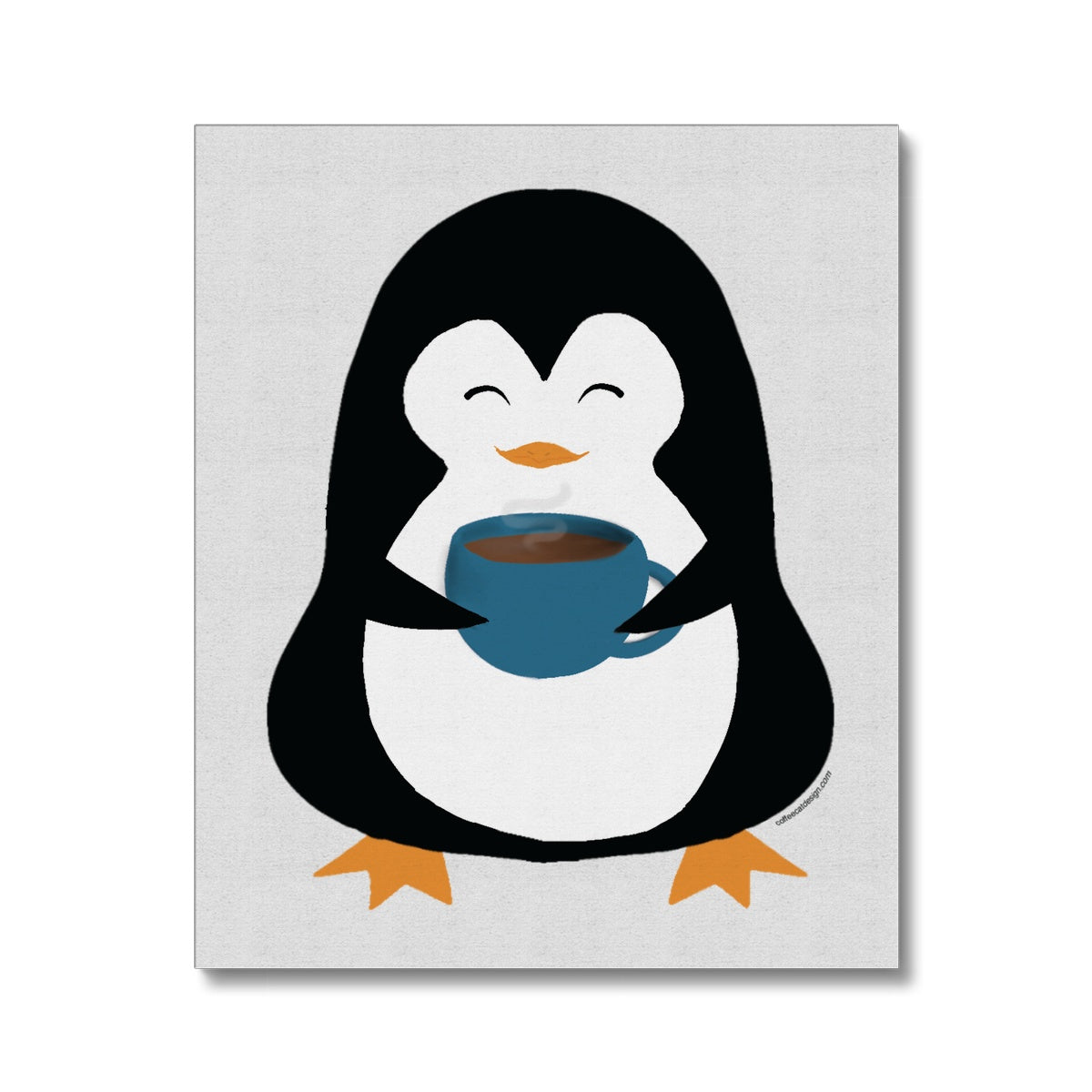 Happy penguin with a mug Canvas