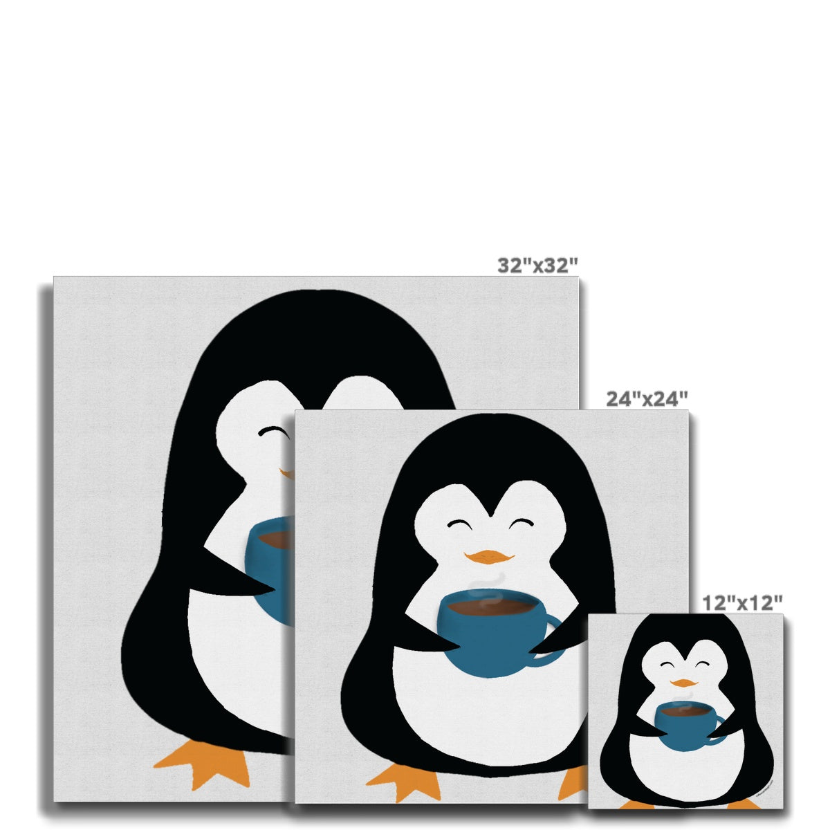 Happy penguin with a mug Canvas