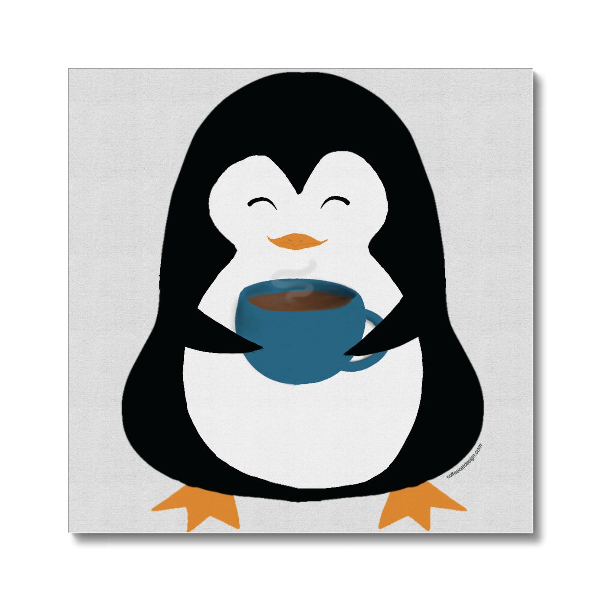 Happy penguin with a mug Canvas