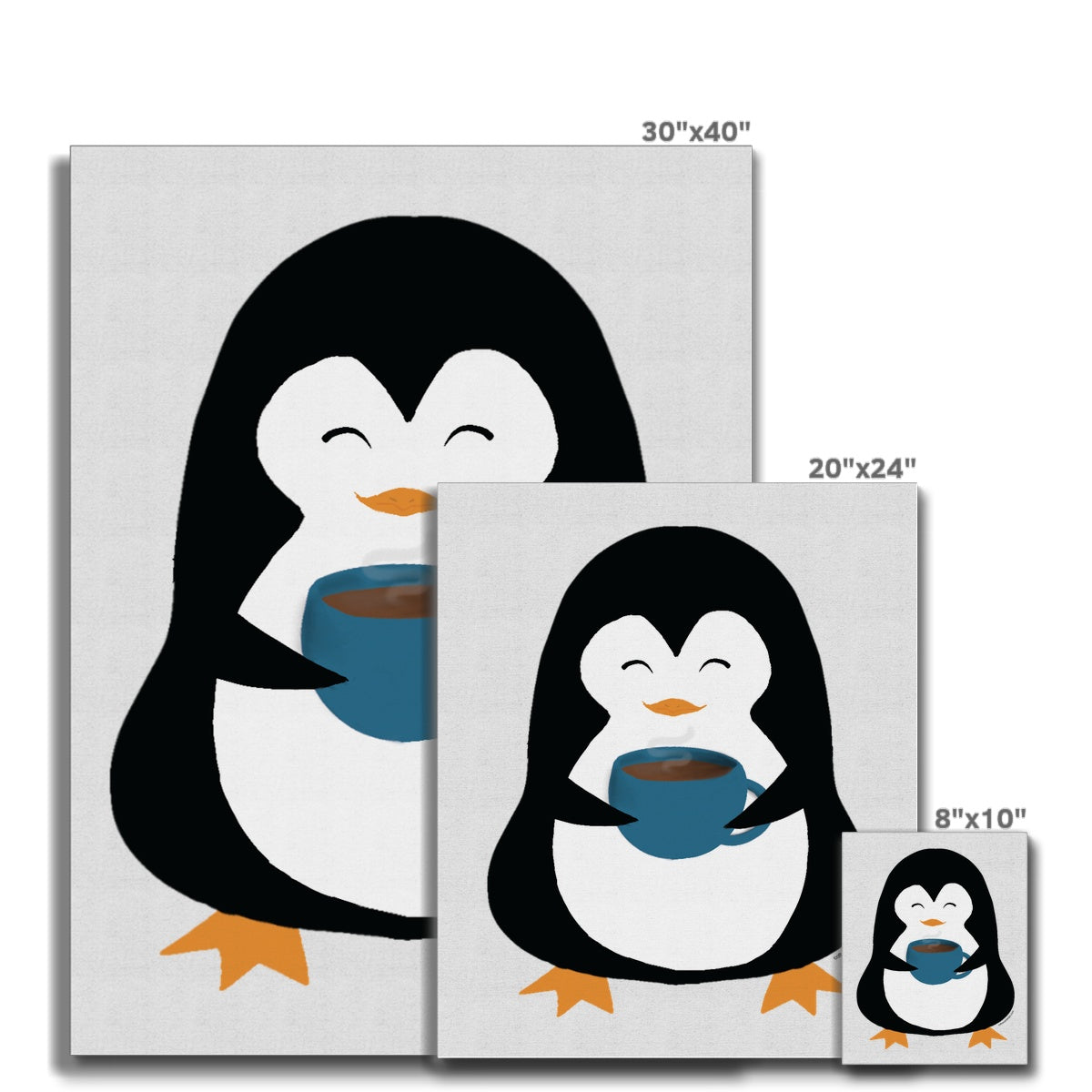 Happy penguin with a mug Canvas