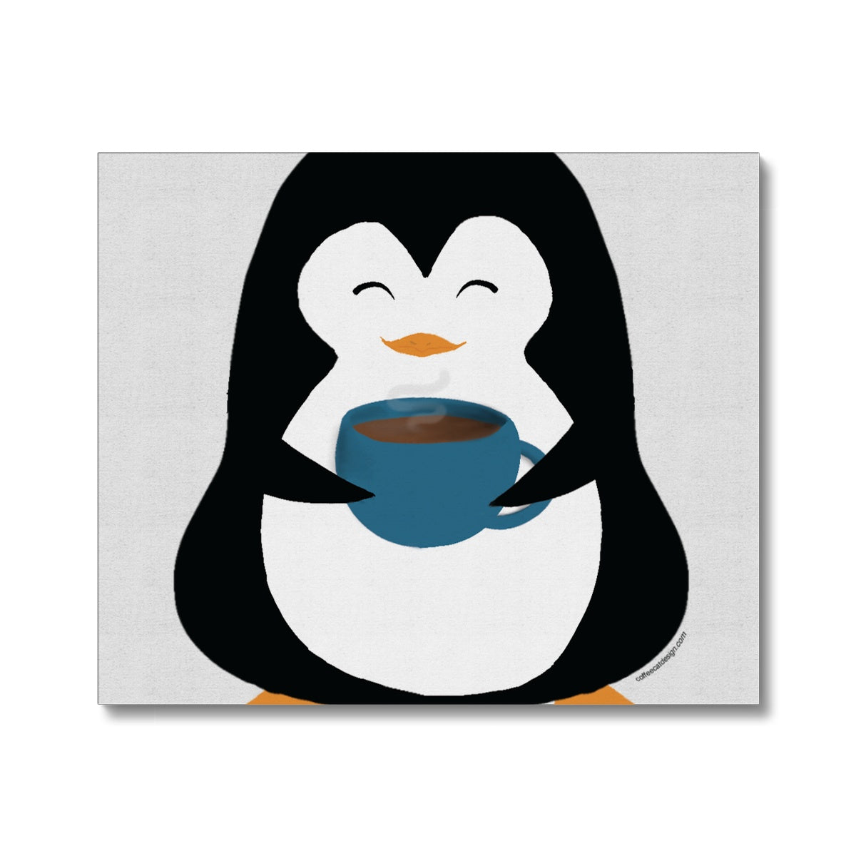 Happy penguin with a mug Canvas