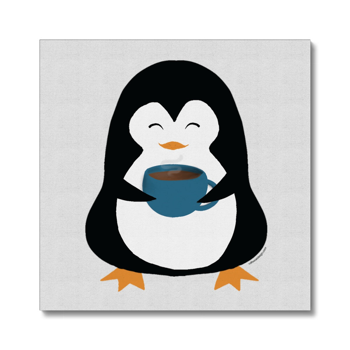 Happy penguin with a mug Canvas