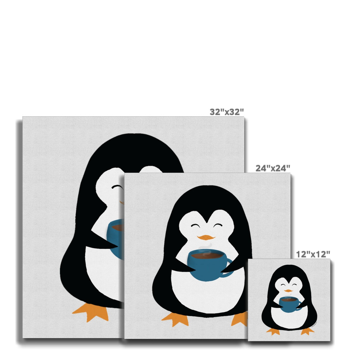 Happy penguin with a mug Canvas