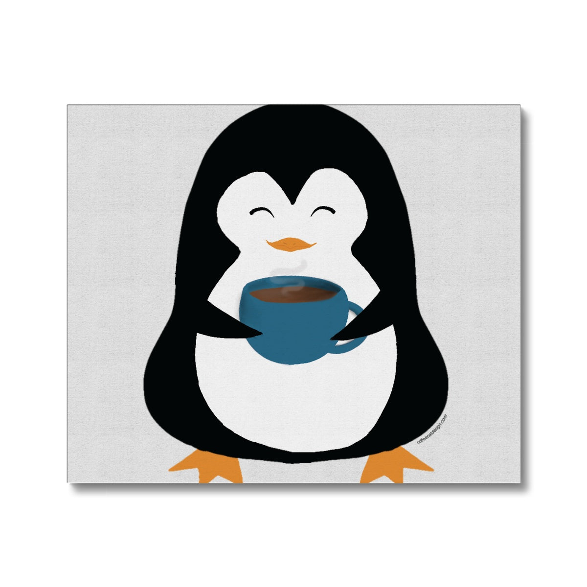 Happy penguin with a mug Canvas